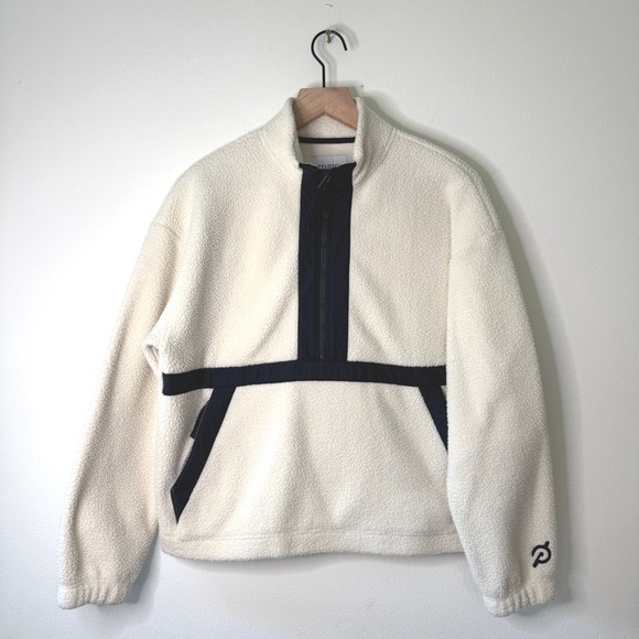 Peloton Fleece Pullover Cream Beige Athletic Activewear Athleisure Jacket Top - Picture 1 of 5